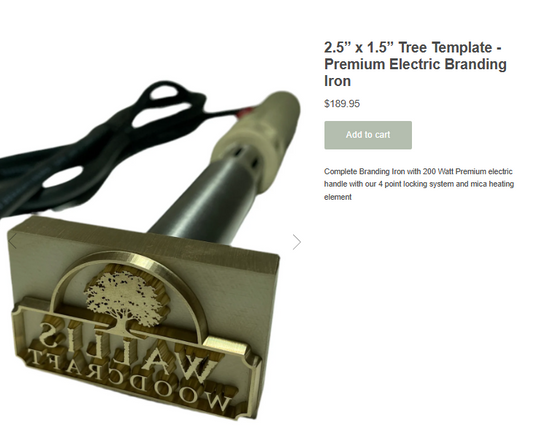 Gift Card for 2.5” x 1.5” Tree Template - Premium Electric Branding Iron including tax and shipping to Quebec